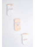 Cocole Socks Kız Bebek Soket Çorabı 3’lü Set – Pamuklu Somon İyi Geceler & Bulut Desenli