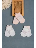 Cocole Socks Kız Bebek Soket Çorabı 3’lü Set – Pamuklu Somon İyi Geceler & Bulut Desenli