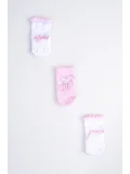 Cocole Socks Kız Bebek Soket Çorabı 3’lü Set – Pamuklu Pembe İyi Geceler & Bulut Desenli
