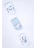 Cocole Socks Erkek Bebek Soket Çorabı 3’lü Set – Pamuklu Mavi Ayıcık & Çocuk Figür Desenli