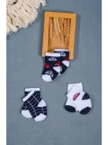 Cocole Socks Erkek Çocuk Soket Çorabı 3’lü Set – Pamuklu Araba & Ekose Desenli