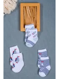 Cocole Socks Erkek Çocuk Soket Çorabı 3’lü Set – Pamuklu Marin & Nautical Desenli
