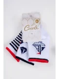 Cocole Socks Erkek Çocuk Soket Çorabı 3’lü Set – Pamuklu Yelkenli & Çapa Desenli