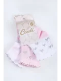 Cocole Socks Kız Çocuk Soket Çorabı 3’lü Set – Pamuklu Fırfırlı Bilek & Simli Yıldız Desenli