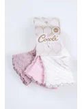 Cocole Socks Kız Çocuk Soket Çorabı 3’lü Set – Pamuklu Klasik Seri & Petek Örgü Desenli