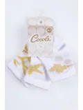 Cocole Socks Kız Çocuk Soket Çorabı 3’lü Set – Pamuklu Hardal & Mercan Desenli