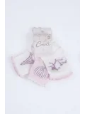 Cocole Socks Kız Çocuk Soket Çorabı 3’lü Set – Pamuklu Paris Temalı & Bisiklet Desenli