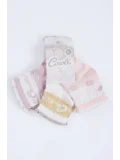 Cocole Socks Kız Çocuk Soket Çorabı 3’lü Set – Pamuklu Özel Logolu Seri & Çiçekli Desenli