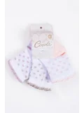 Cocole Socks Kız Çocuk Soket Çorabı 3’lü Set – Pamuklu Fırfırlı Bilekli & Puantiye Desenli