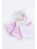 Cocole Socks Kız Çocuk Soket Çorabı 3’lü Set – Pamuklu Özel Logolu Seri & Kabartma Desenli