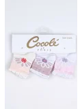 Cocole Socks Kız Bebek Soket Çorabı 3’lü Set – Pamuklu Fırfırlı Bilekli & Çiçek Desenli