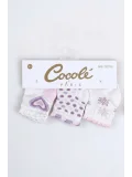 Cocole Socks Kız Bebek Soket Çorabı 3’lü Set – Pamuklu Kalp & Çiçek Desenli