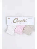 Cocole Socks Kız Bebek Soket Çorabı 3’lü Set – Pamuklu Klasik Seri & Saç Örgü Desenli