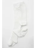 Cocole Socks Kız Bebek Külotlu Çorabı Pamuklu Beyaz Derby Çizgili 0-24 Ay