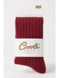 Cocole Socks Kız Bebek Külotlu Çorabı Pamuklu Kırmızı Derby Çizgili 0-24 Ay