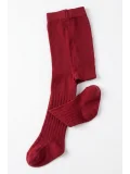 Cocole Socks Kız Bebek Külotlu Çorabı Pamuklu Kırmızı Derby Çizgili 0-24 Ay