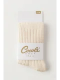 Cocole Socks Kız Bebek Külotlu Çorabı Pamuklu Ekru Derby Çizgili 0-24 Ay