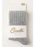 Cocole Socks Kız Bebek Külotlu Çorabı Pamuklu Gri Derby Çizgili 0-24 Ay