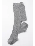 Cocole Socks Kız Bebek Külotlu Çorabı Pamuklu Gri Derby Çizgili 0-24 Ay