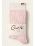 Cocole Socks Kız Bebek Külotlu Çorabı Pamuklu Pembe Derby Çizgili 0-24 Ay