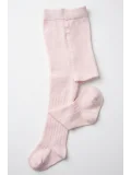 Cocole Socks Kız Bebek Külotlu Çorabı Pamuklu Pembe Derby Çizgili 0-24 Ay