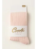 Cocole Socks Kız Bebek Külotlu Çorabı Pamuklu Açık Pembe Derby Çizgili 0-24 Ay