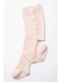 Cocole Socks Kız Bebek Külotlu Çorabı Pamuklu Açık Pembe Derby Çizgili 0-24 Ay