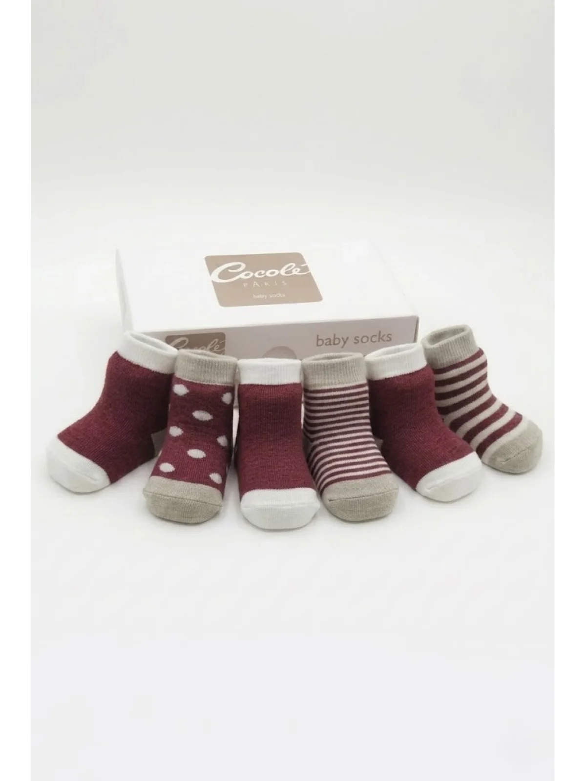 Cocole Socks Kız Bebek Çorabı Kutulu 6’lı Set Pamuklu Bordo 0-1 Yaş