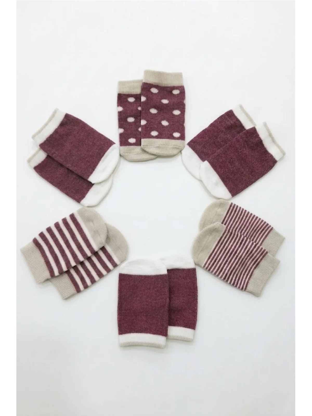 Cocole Socks Kız Bebek Çorabı Kutulu 6’lı Set Pamuklu Bordo 0-1 Yaş