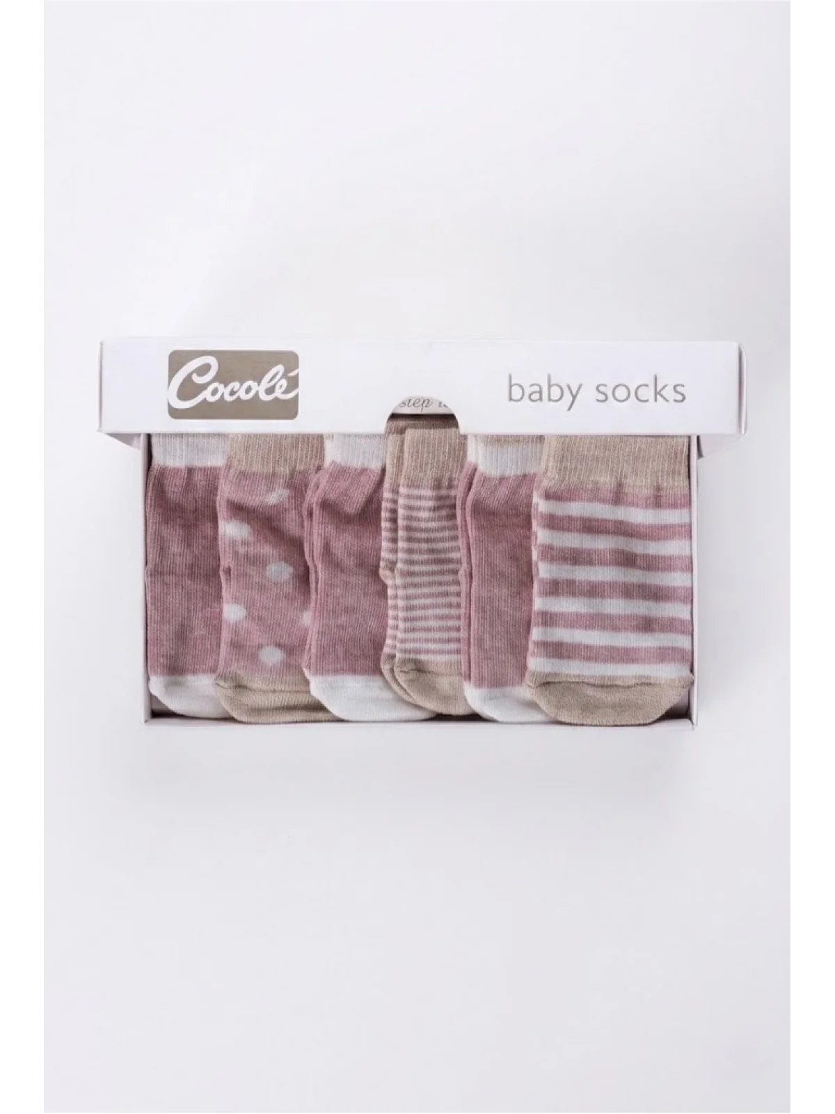 Cocole Socks Kız Bebek Çorabı Kutulu 6’lı Set Pamuklu Gül Kurusu 0-1 Yaş
