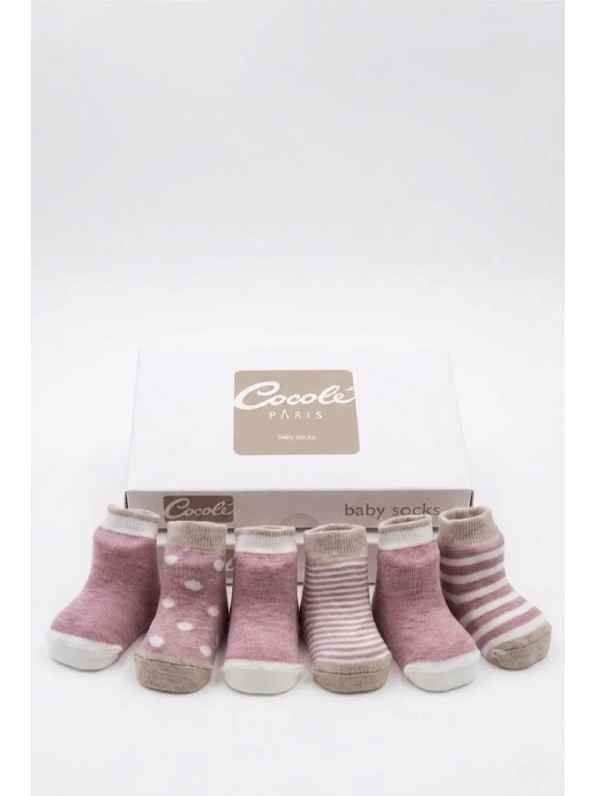 Cocole Socks Kız Bebek Çorabı Kutulu 6’lı Set Pamuklu Gül Kurusu 0-1 Yaş