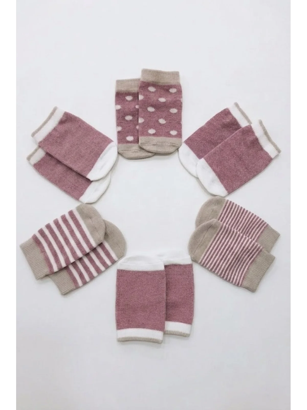 Cocole Socks Kız Bebek Çorabı Kutulu 6’lı Set Pamuklu Gül Kurusu 0-1 Yaş