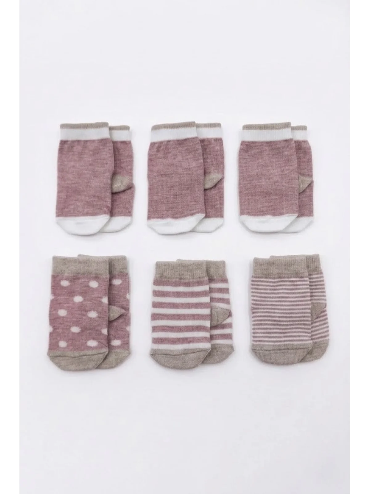 Cocole Socks Kız Bebek Çorabı Kutulu 6’lı Set Pamuklu Gül Kurusu 0-1 Yaş