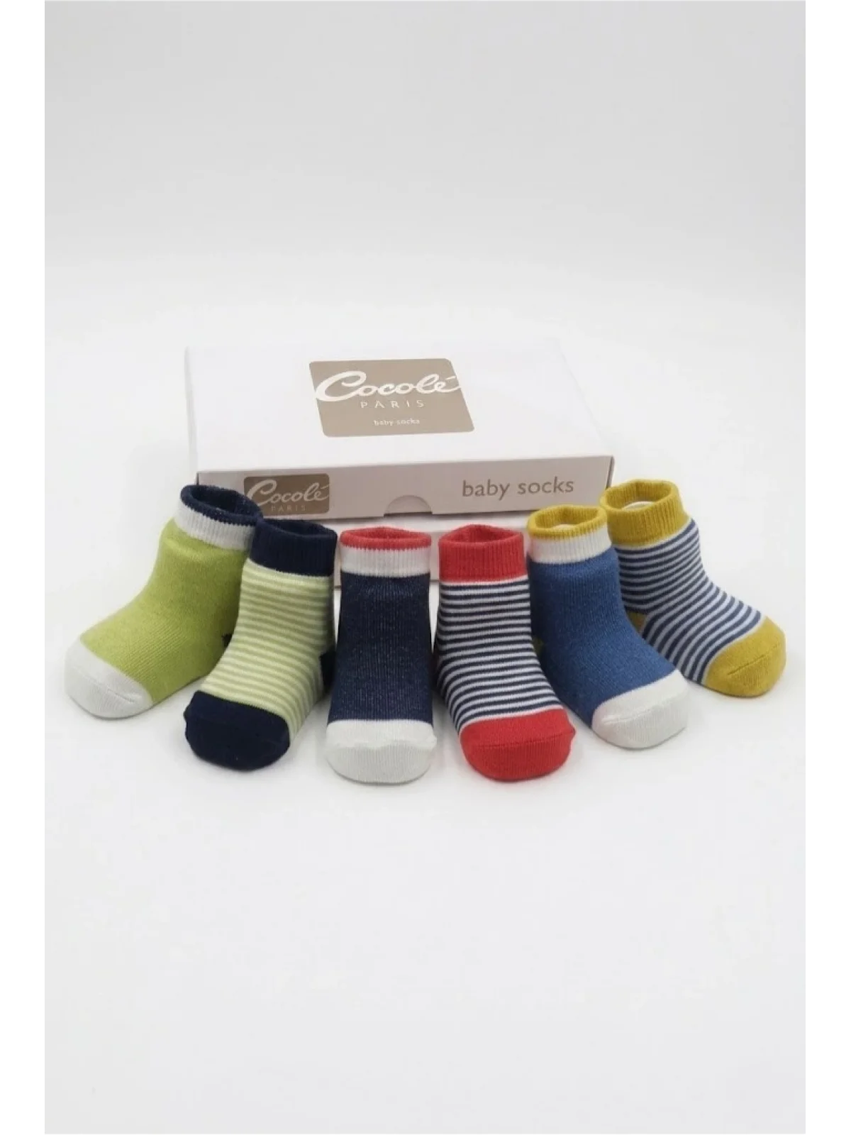 Cocole Socks Unisex Bebek Çorabı Kutulu 6’lı Set Pamuklu Çizgili 0-1 Yaş