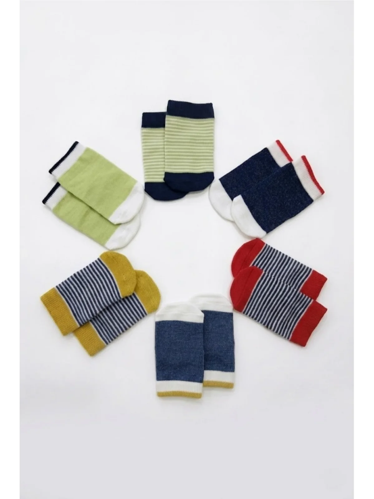 Cocole Socks Unisex Bebek Çorabı Kutulu 6’lı Set Pamuklu Çizgili 0-1 Yaş