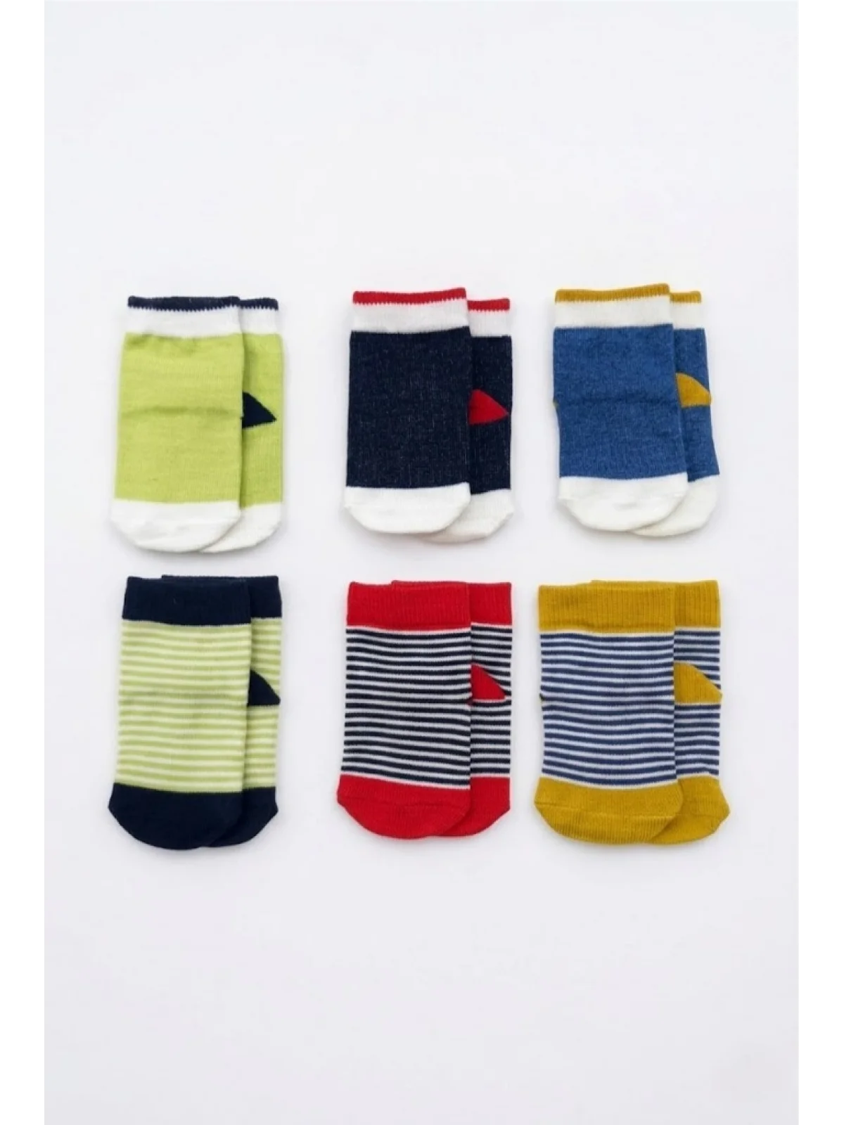 Cocole Socks Unisex Bebek Çorabı Kutulu 6’lı Set Pamuklu Çizgili 0-1 Yaş