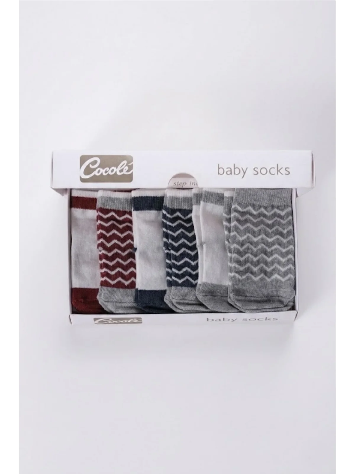 Cocole Socks Erkek Bebek Çorabı Kutulu 6’lı Set Pamuklu Zigzag 0-1 Yaş