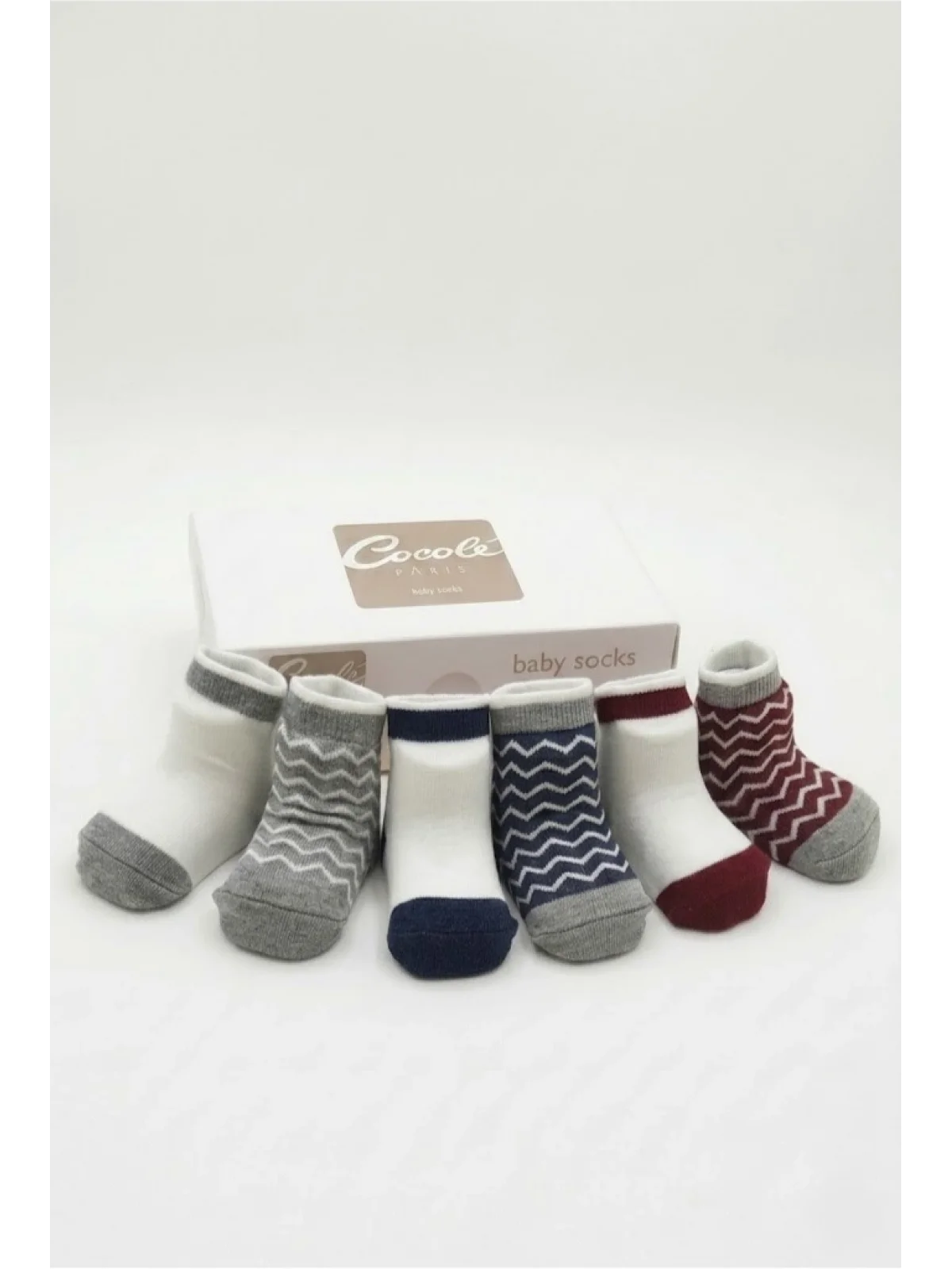 Cocole Socks Erkek Bebek Çorabı Kutulu 6’lı Set Pamuklu Zigzag 0-1 Yaş