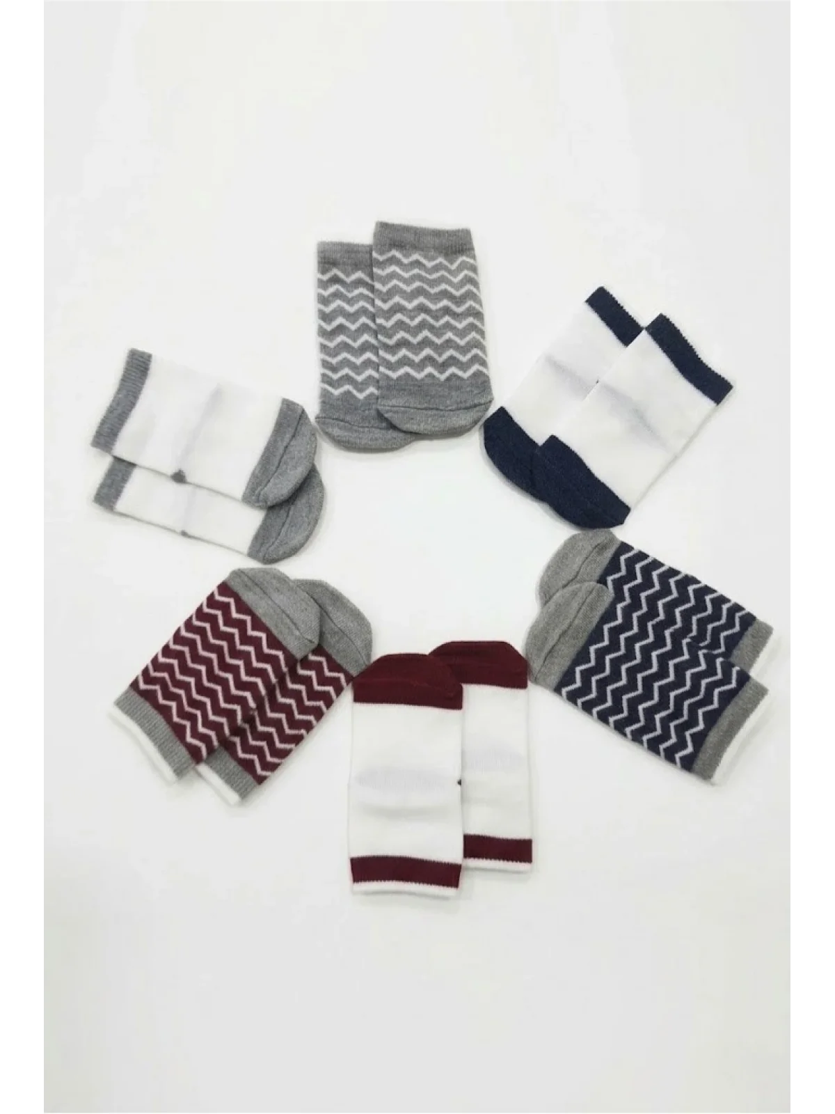 Cocole Socks Erkek Bebek Çorabı Kutulu 6’lı Set Pamuklu Zigzag 0-1 Yaş
