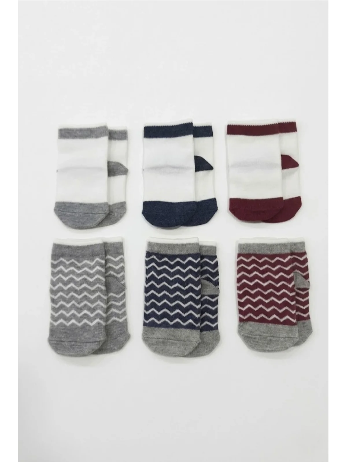 Cocole Socks Erkek Bebek Çorabı Kutulu 6’lı Set Pamuklu Zigzag 0-1 Yaş