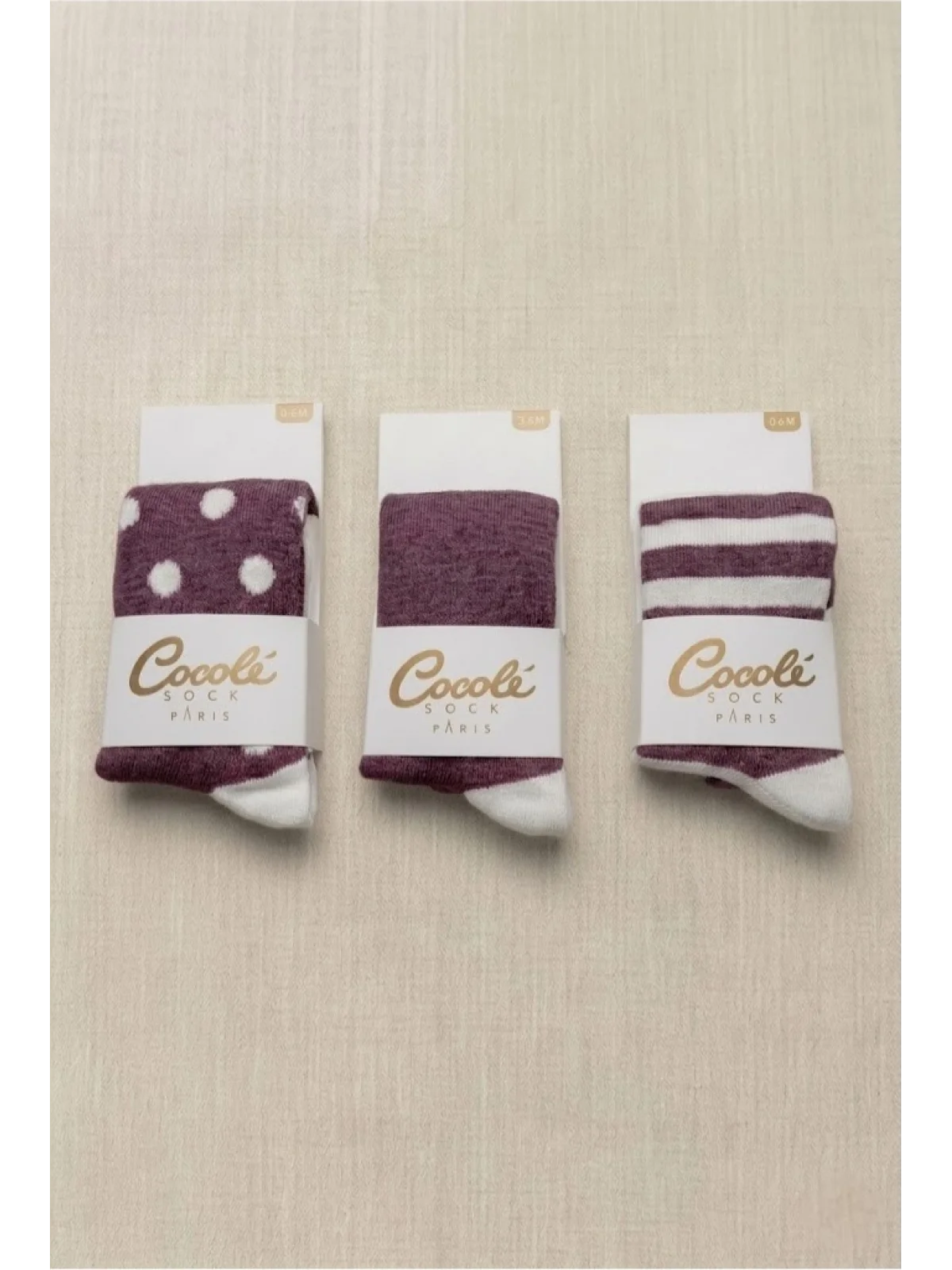 Cocole Socks Kız Bebek Külotlu Çorabı 3lü Set Pamuklu Bordo 0-24 Ay