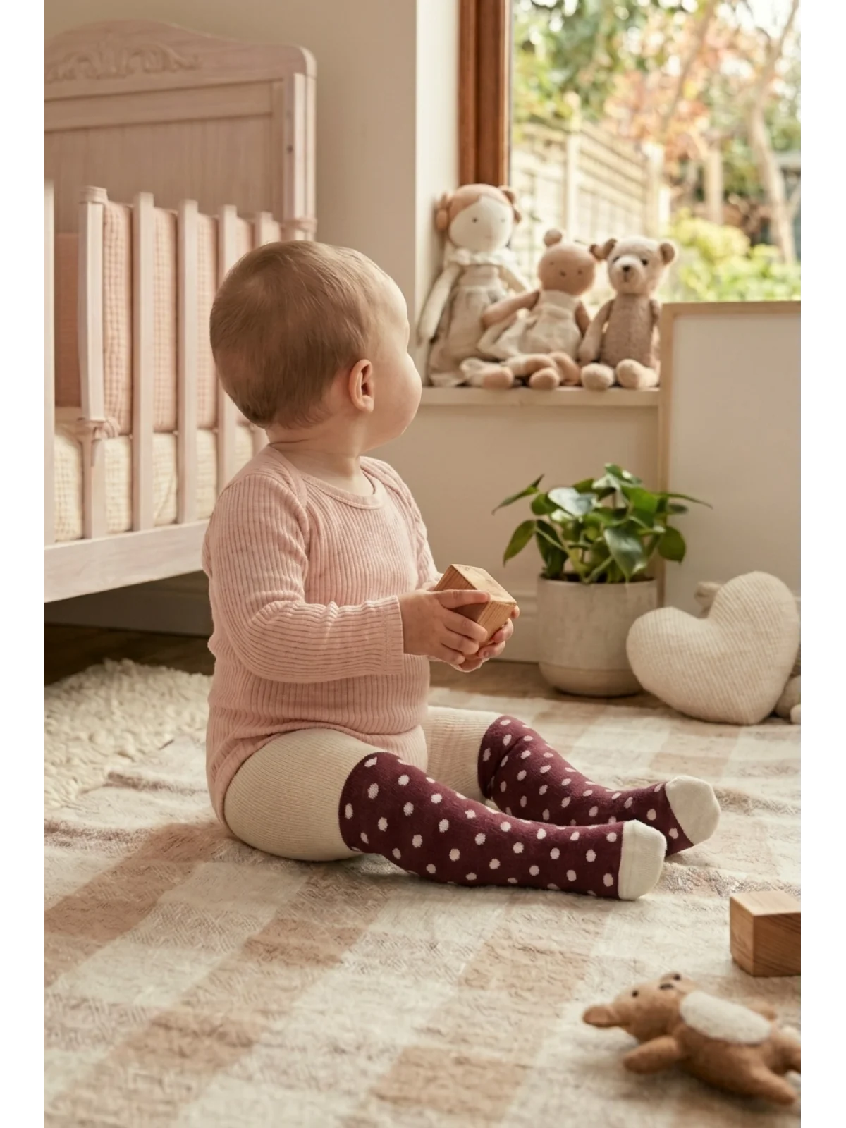 Cocole Socks Kız Bebek Külotlu Çorabı 3lü Set Pamuklu Bordo 0-24 Ay