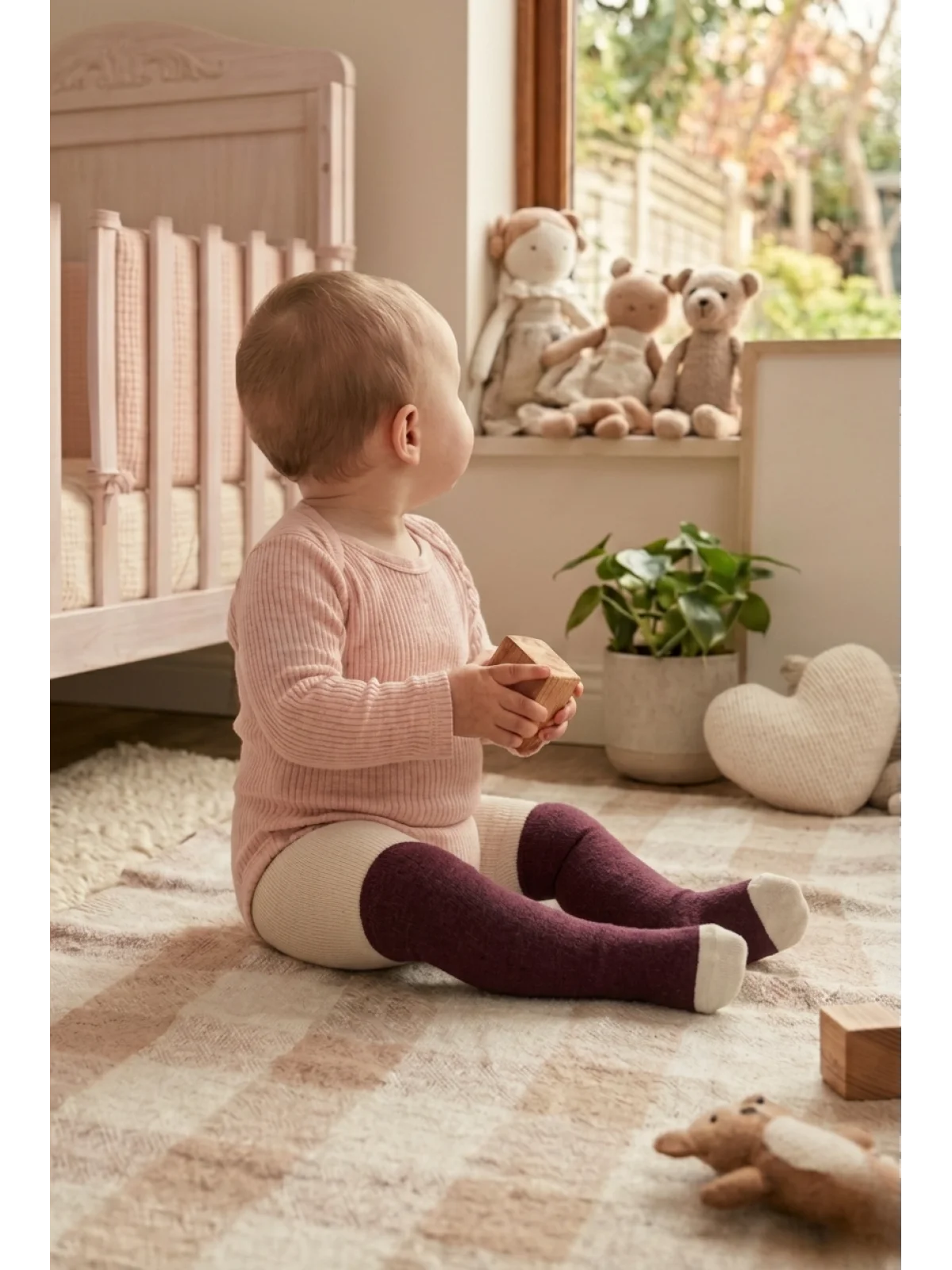 Cocole Socks Kız Bebek Külotlu Çorabı 3lü Set Pamuklu Bordo 0-24 Ay