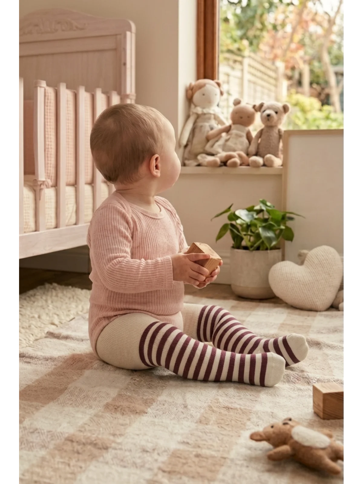 Cocole Socks Kız Bebek Külotlu Çorabı 3lü Set Pamuklu Bordo 0-24 Ay