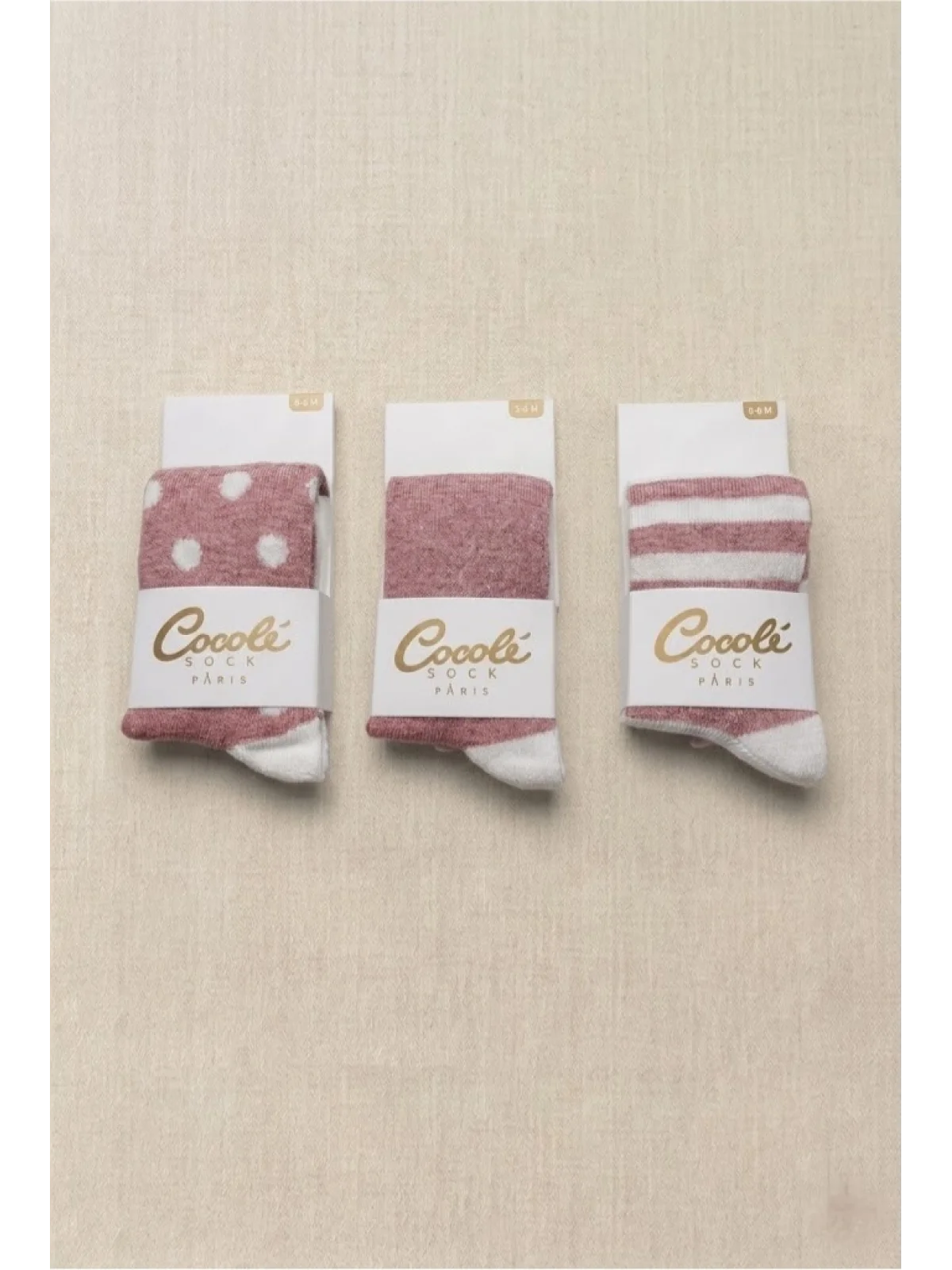Cocole Socks Kız Bebek Külotlu Çorabı 3lü Set Pamuklu Mercan 0-24 Ay