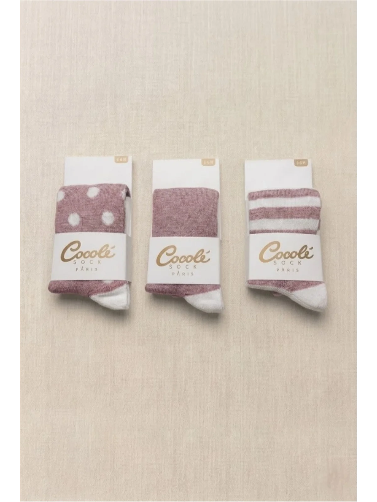 Cocole Socks Kız Bebek Külotlu Çorabı 3lü Set Pamuklu Gül Kurusu 0-24 Ay