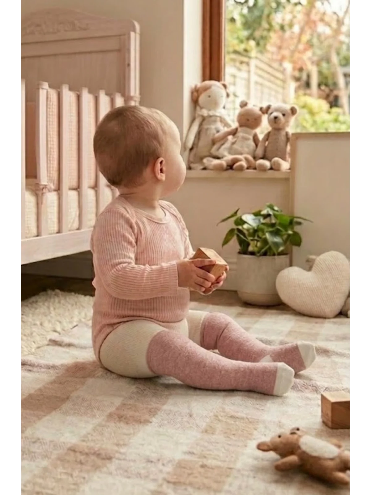 Cocole Socks Kız Bebek Külotlu Çorabı 3lü Set Pamuklu Gül Kurusu 0-24 Ay
