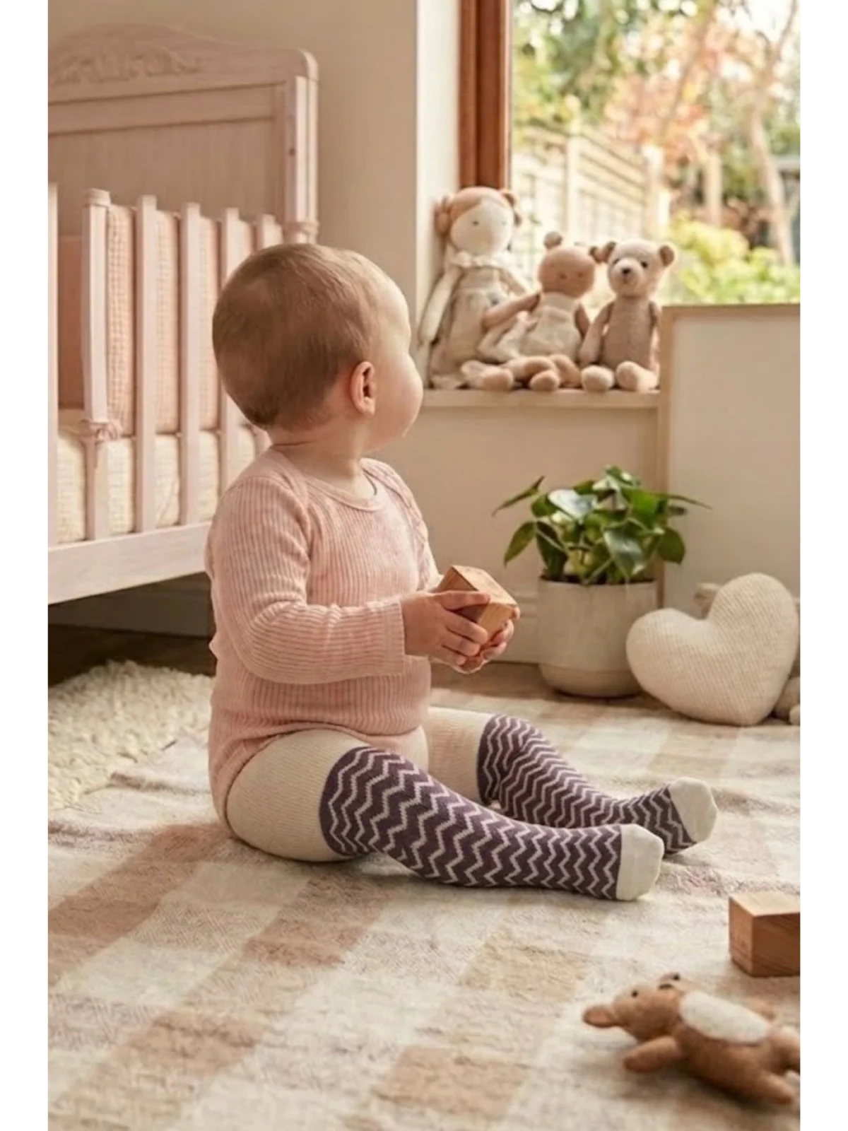 Cocole Socks Kız Bebek Külotlu Çorabı 3lü Set Pamuklu Zigzag 0-24 Ay