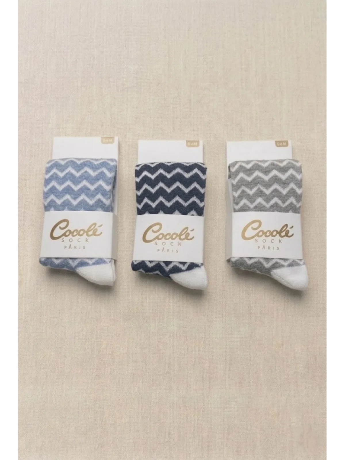 Cocole Socks Erkek Bebek Külotlu Çorabı 3lü Set Pamuklu Zigzag 0-24 Ay