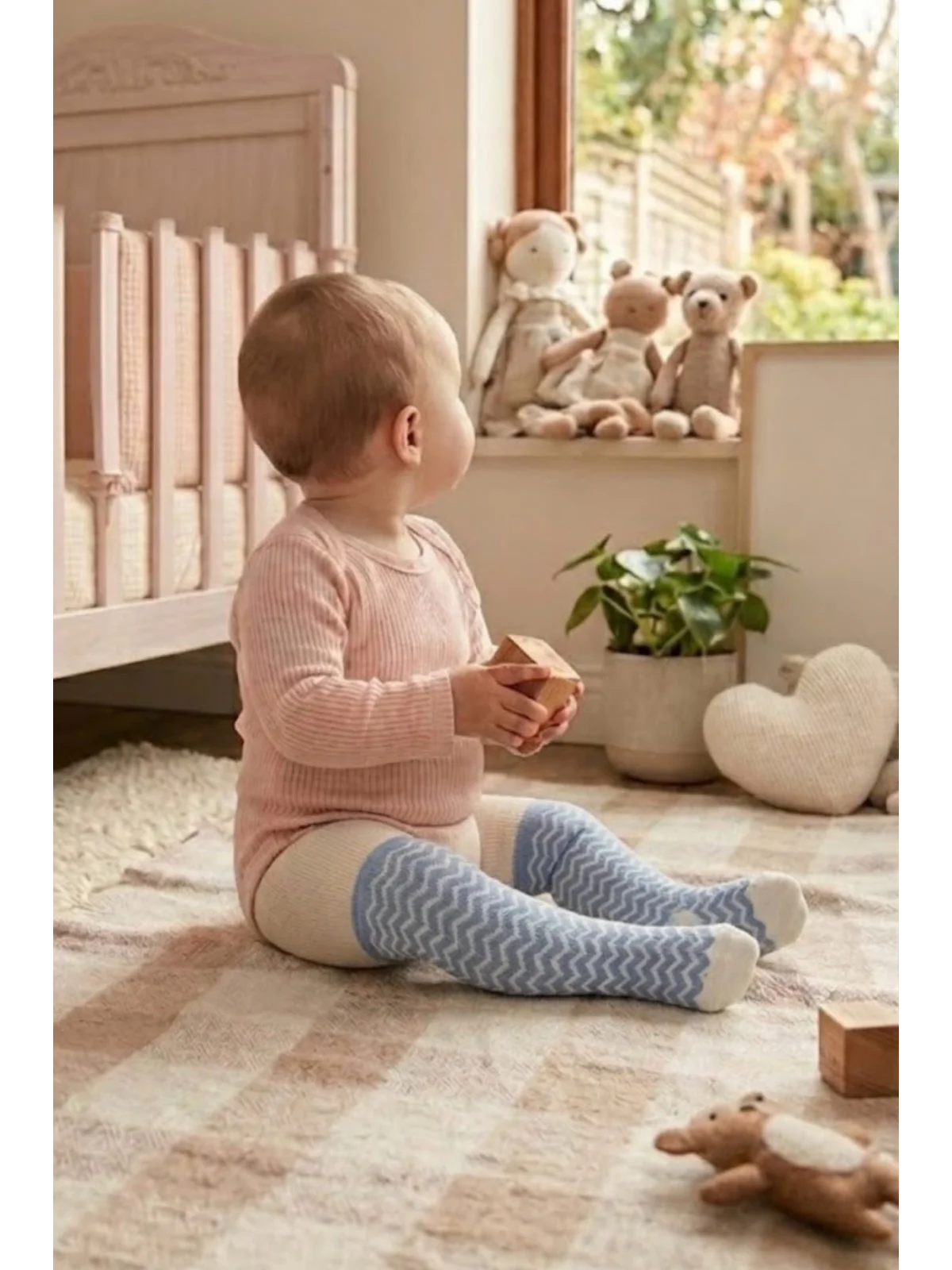 Cocole Socks Erkek Bebek Külotlu Çorabı 3lü Set Pamuklu Zigzag 0-24 Ay